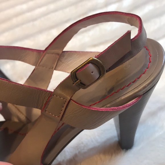 NWOB Boden taupe/red platform heels, size 39 - Picture 4 of 8